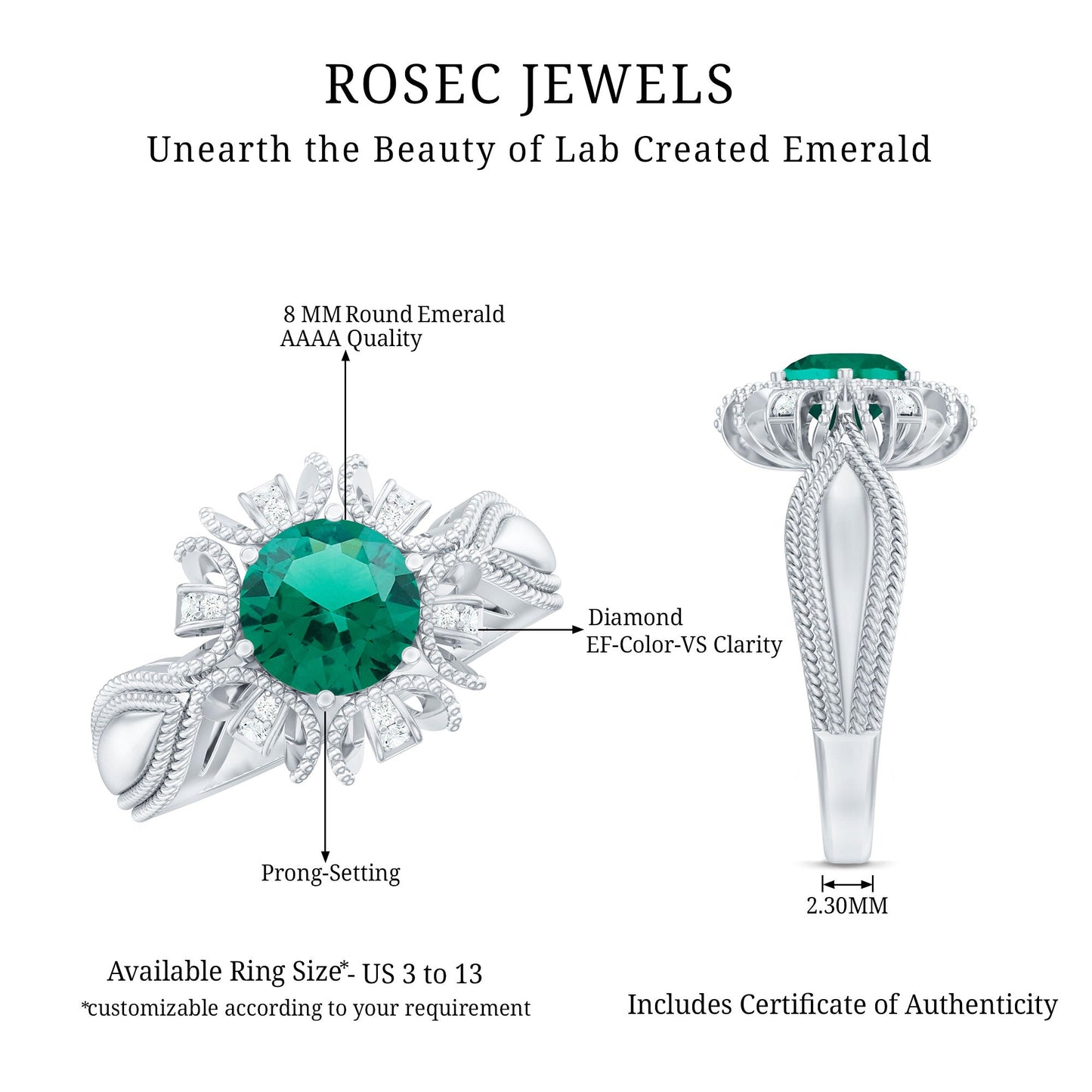 Emerald Bloom | Rose of Windsor Diamond Fleur Ring