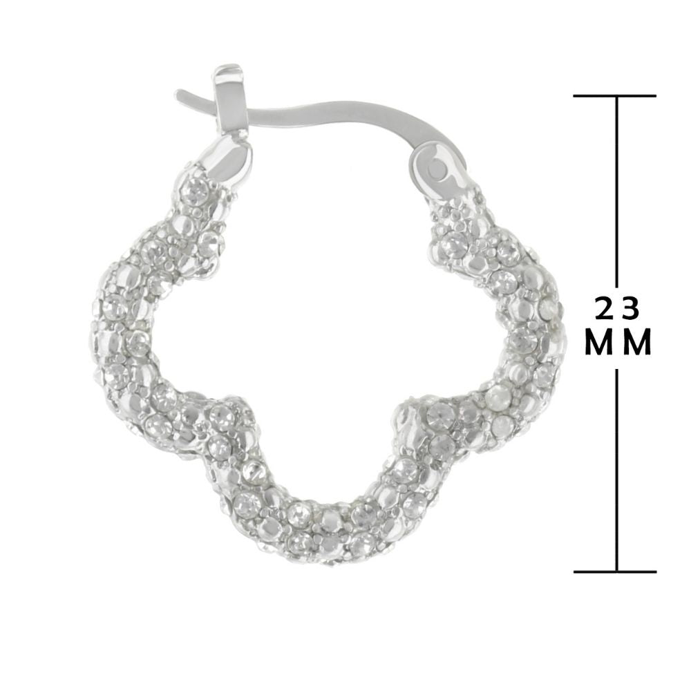 Clover Pave Hoop Earrings