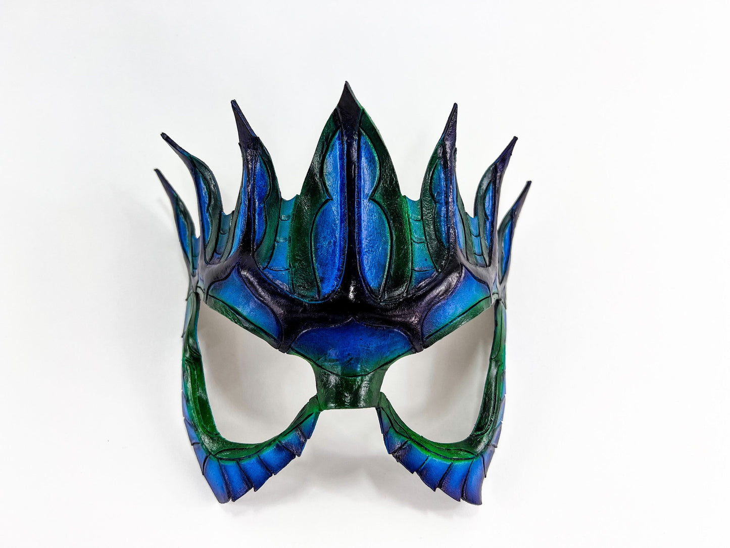 The Royal Azure Crown Mask | Genuine Leather Blue Mask