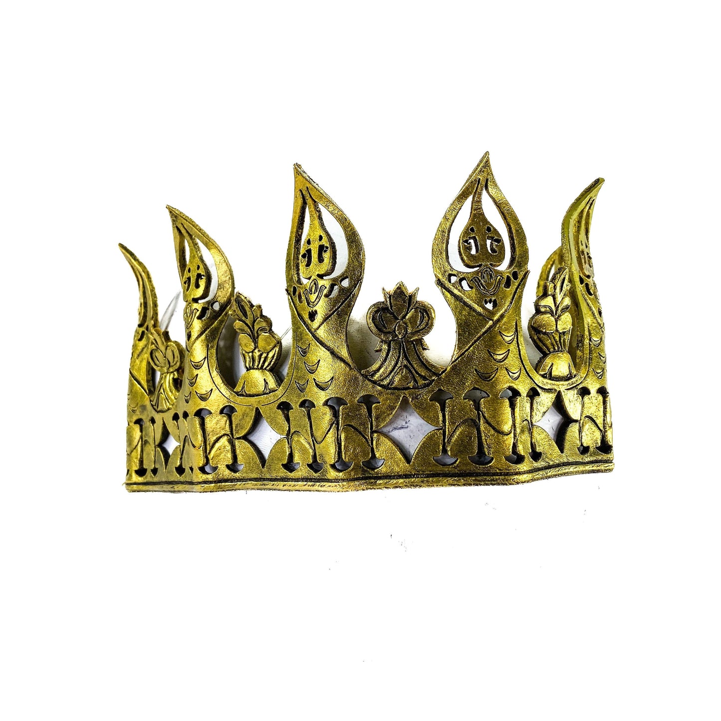 Masquerade Crown of Handmade Genuine Leather in Gold