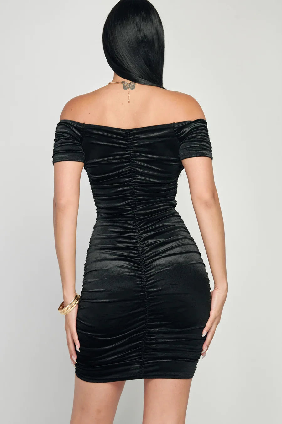 The Velvet Rose Off-Shoulder Mini Dress