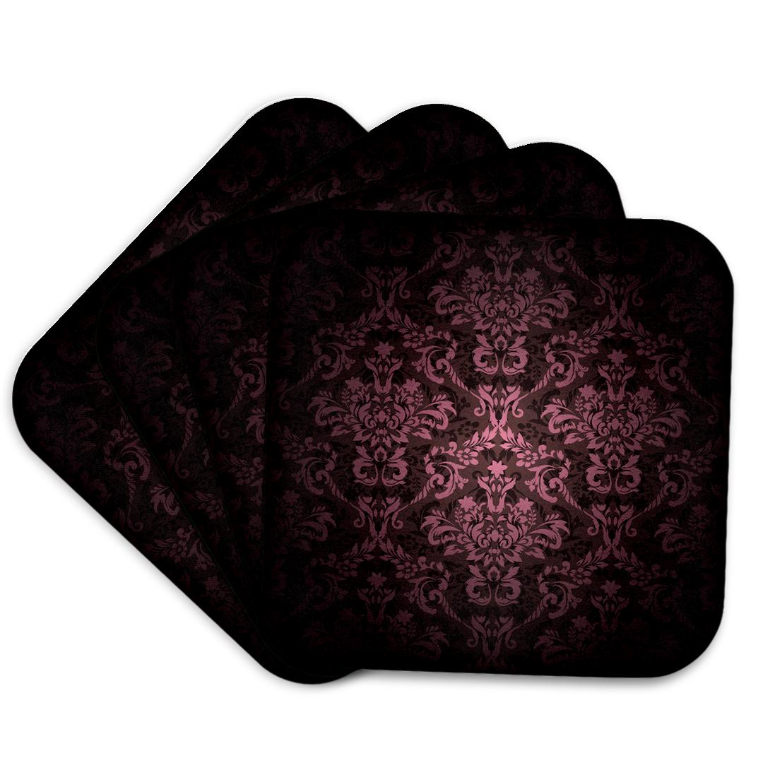 The Imperial Damask Coaster Set | Deep Eggplant & Velvet Purple