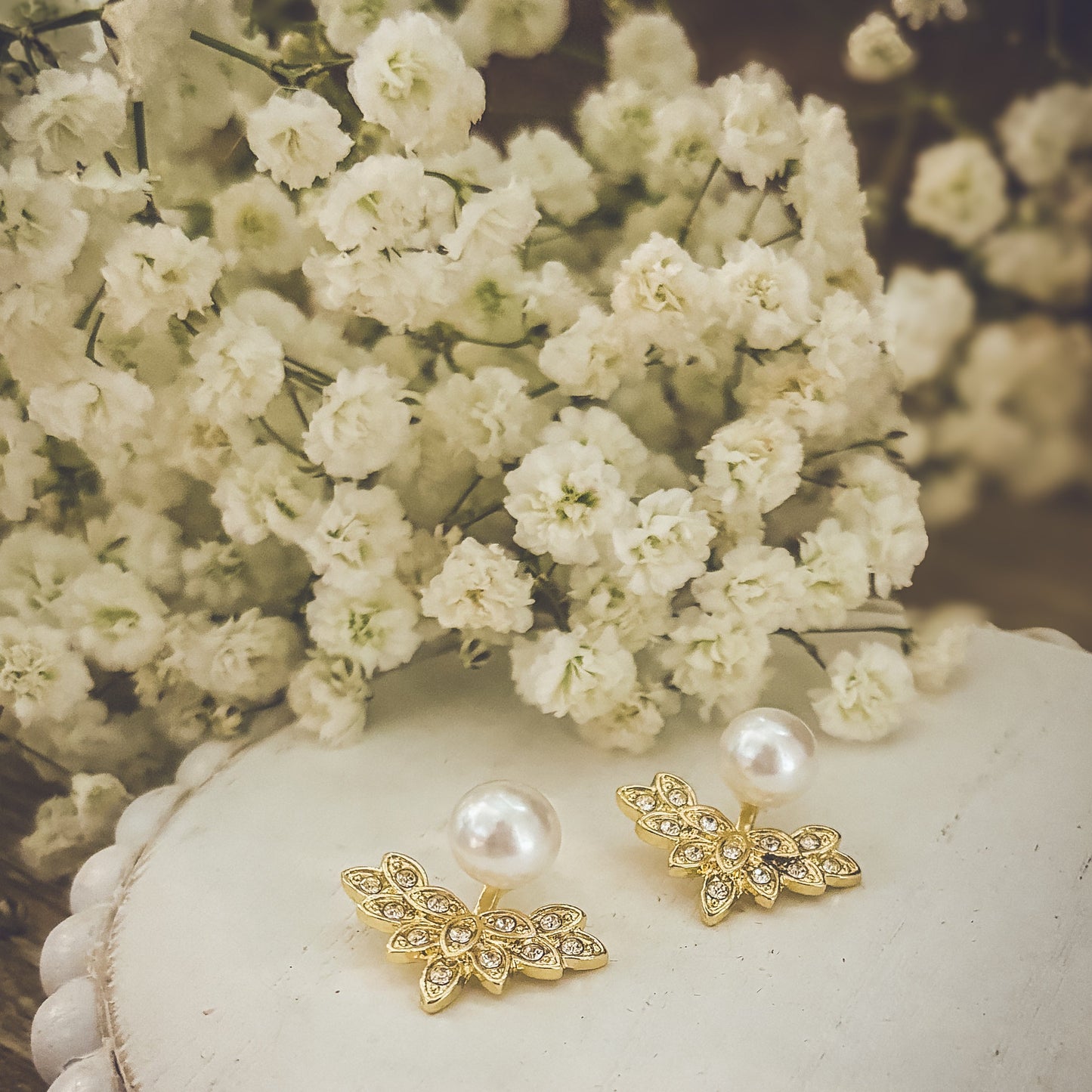 The Sovereign Pearl & Crystal Ear Jackets | Gold Court Earrings