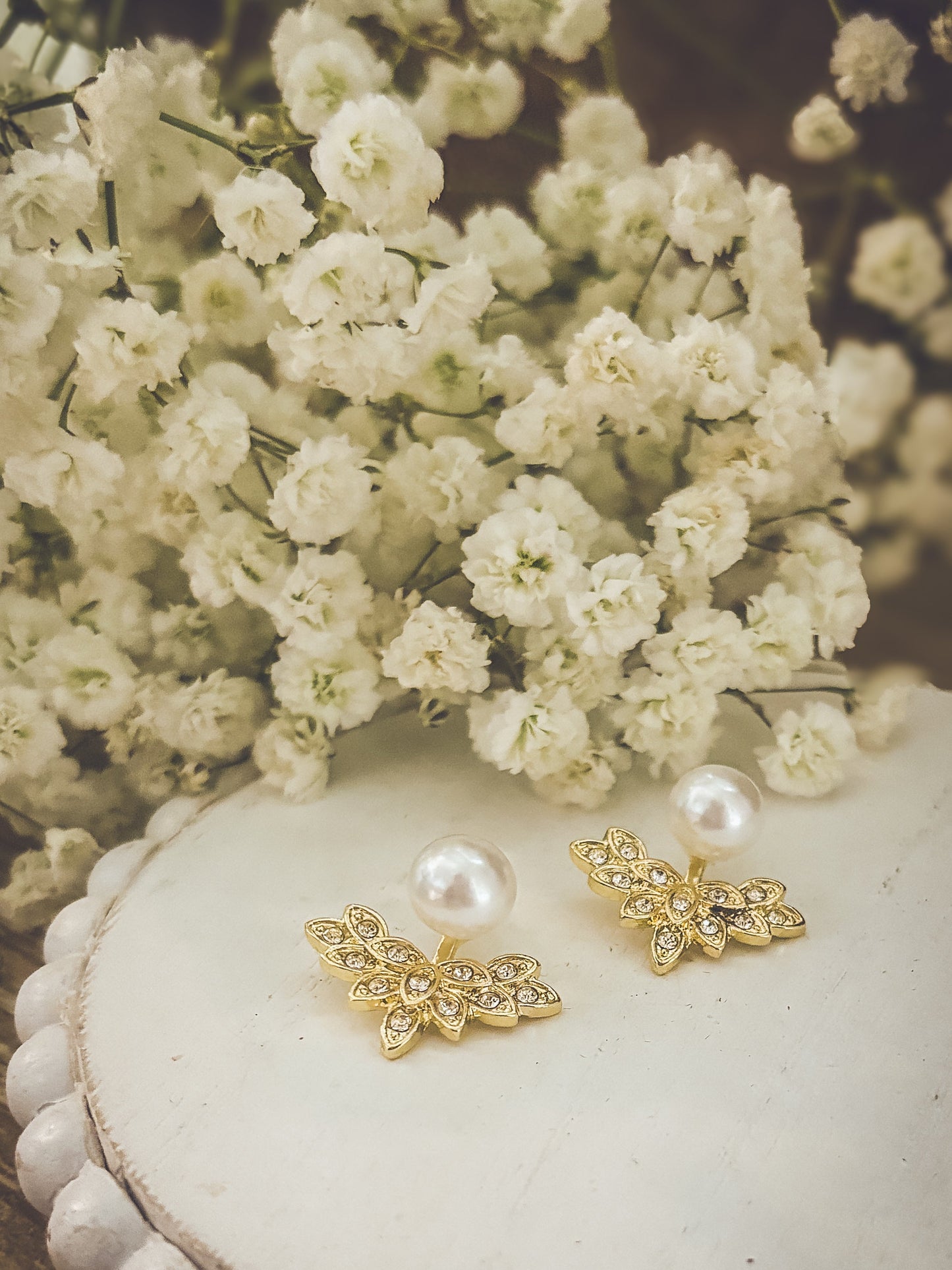 The Sovereign Pearl & Crystal Ear Jackets | Gold Court Earrings