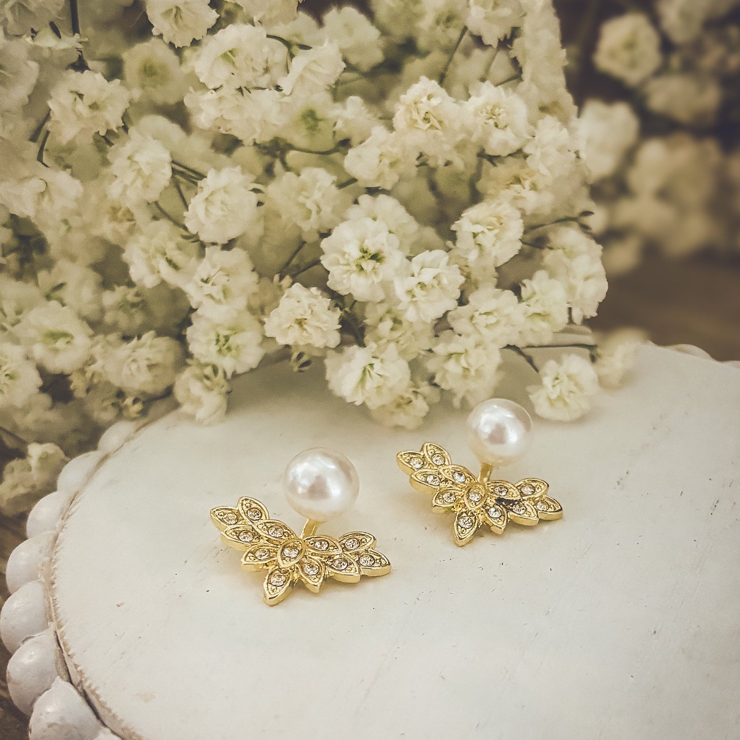 The Sovereign Pearl & Crystal Ear Jackets | Gold Court Earrings