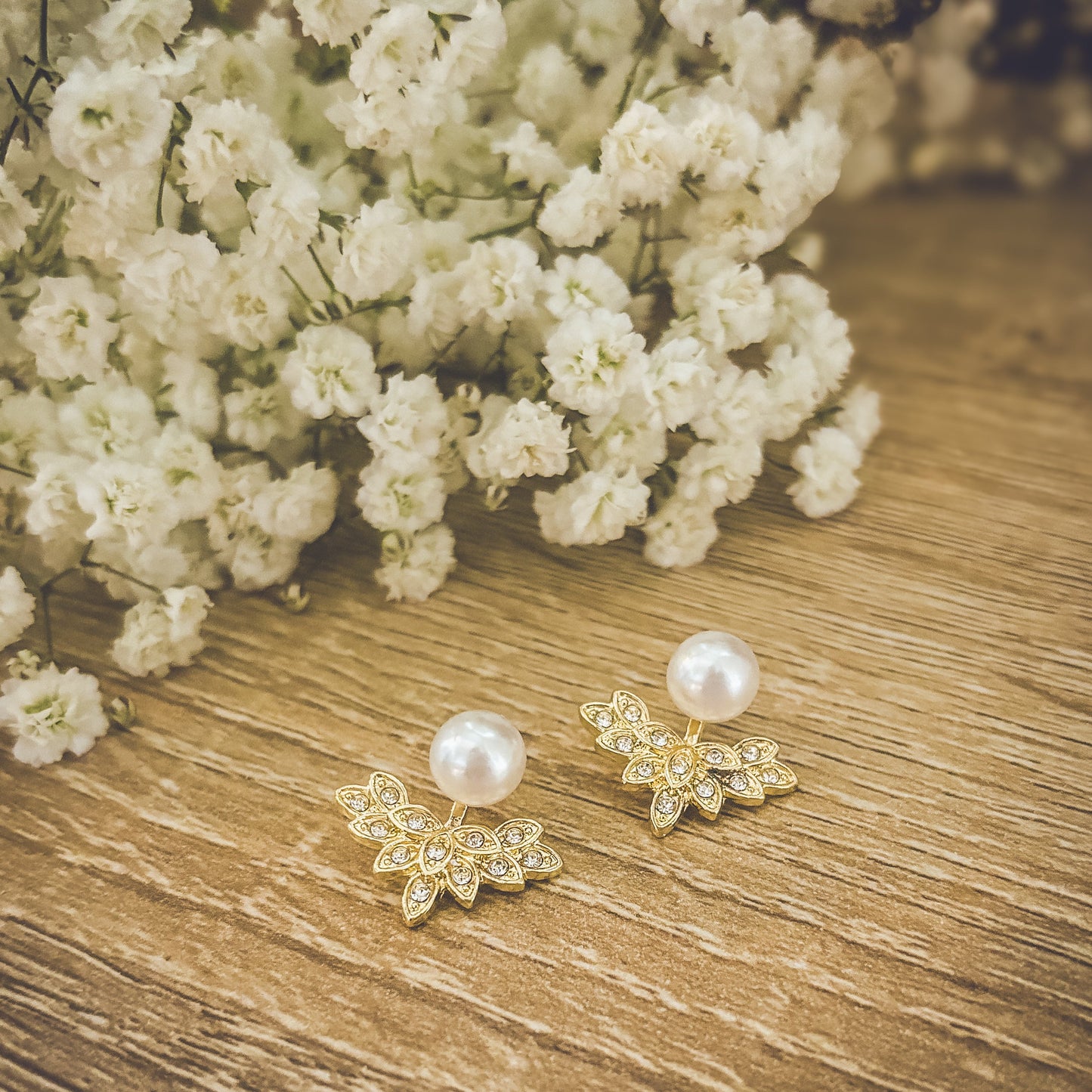 The Sovereign Pearl & Crystal Ear Jackets | Gold Court Earrings
