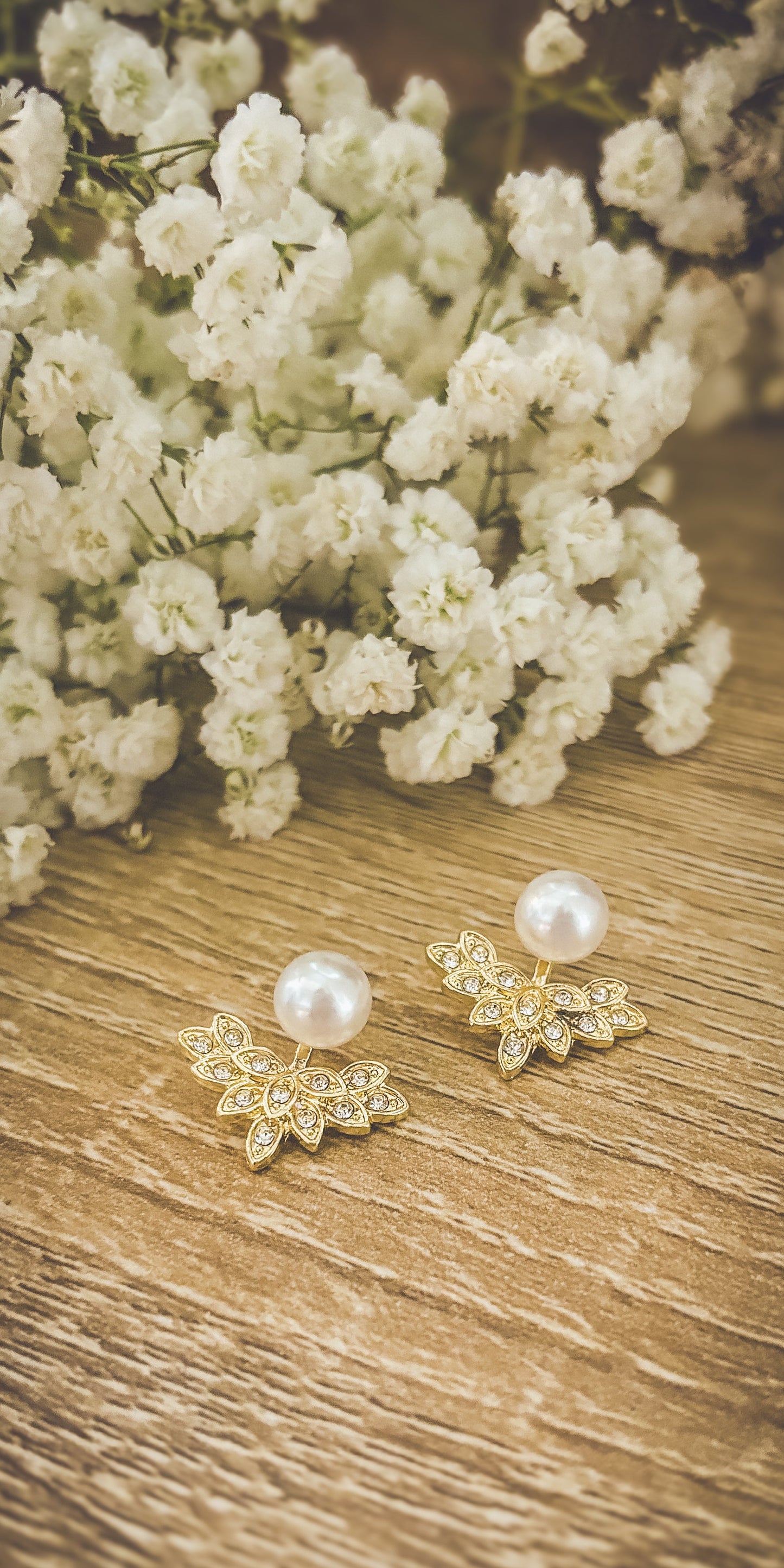 The Sovereign Pearl & Crystal Ear Jackets | Gold Court Earrings