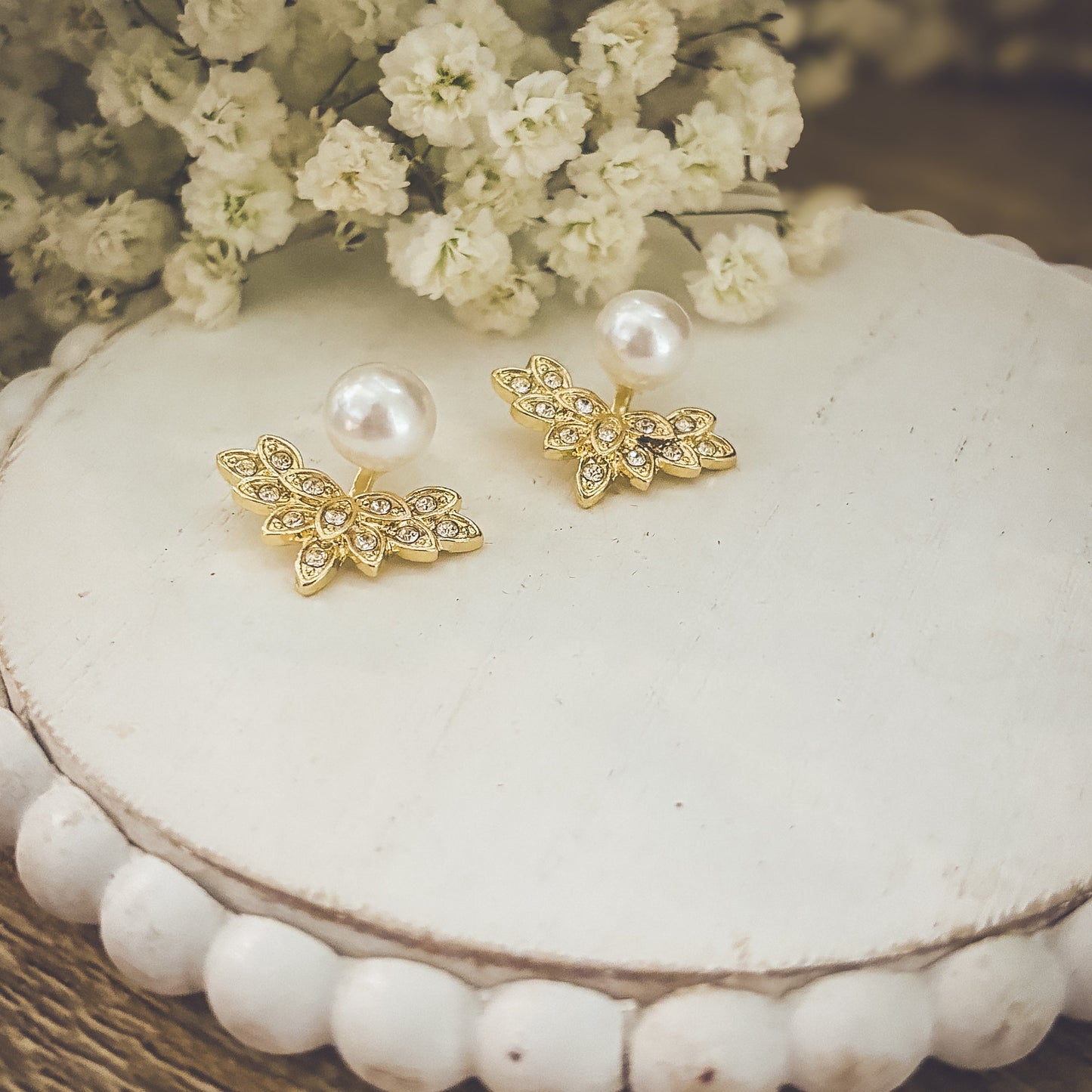 The Sovereign Pearl & Crystal Ear Jackets | Gold Court Earrings