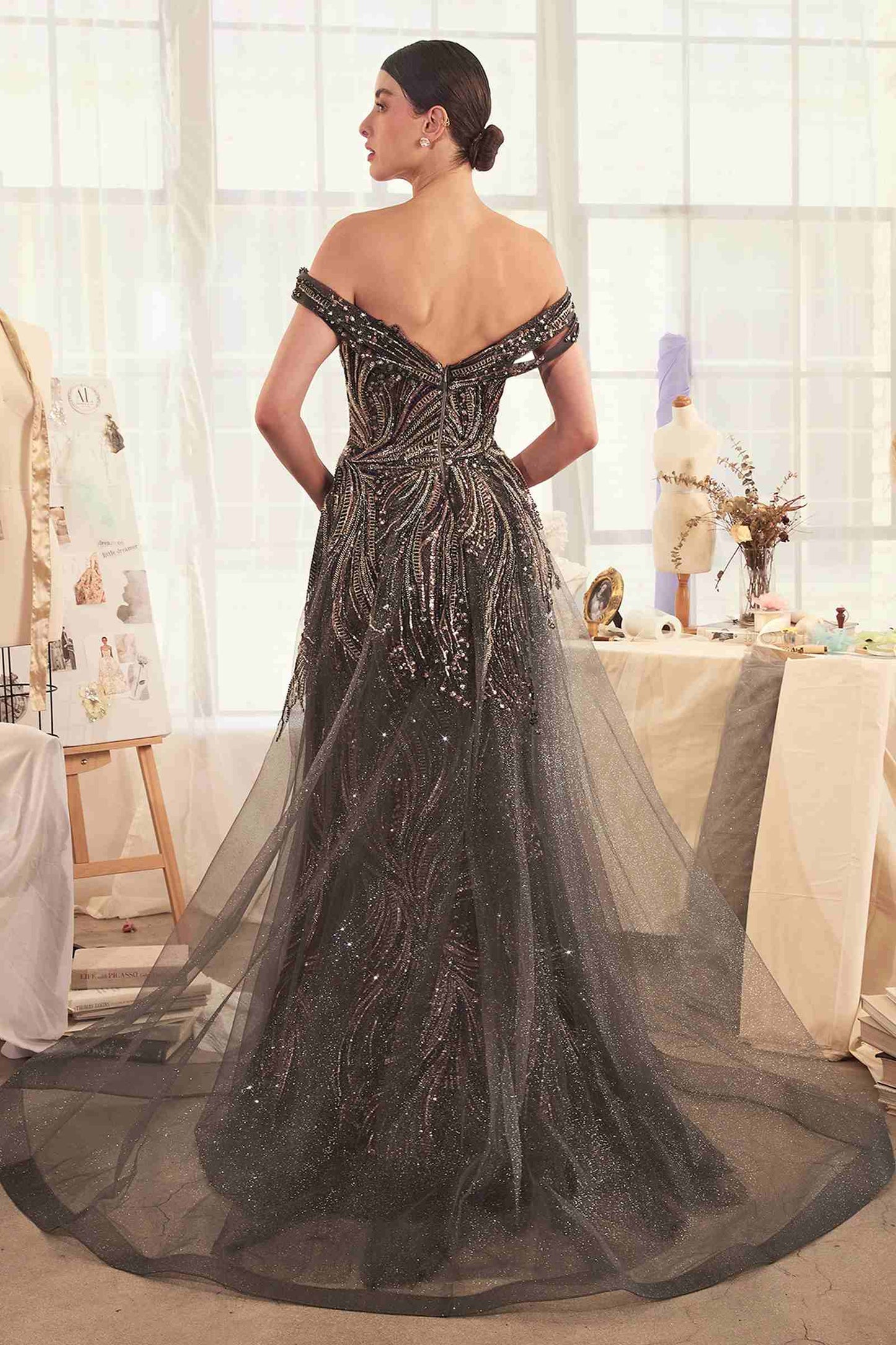 The Lady Jane Beaded Evening Gown & Removable Overskirt