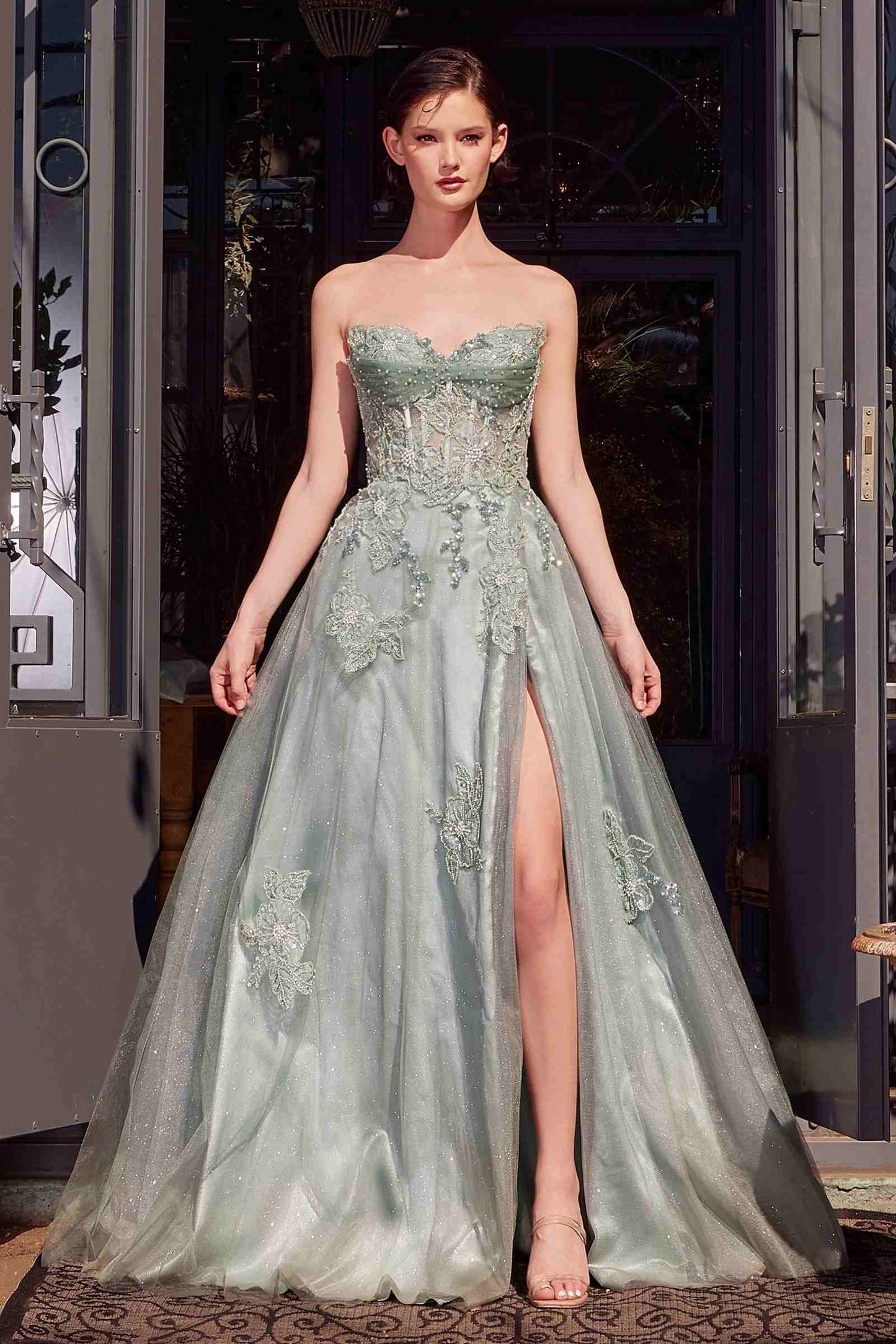 The Jewel House Sequin Floral Tulle Ball Gown