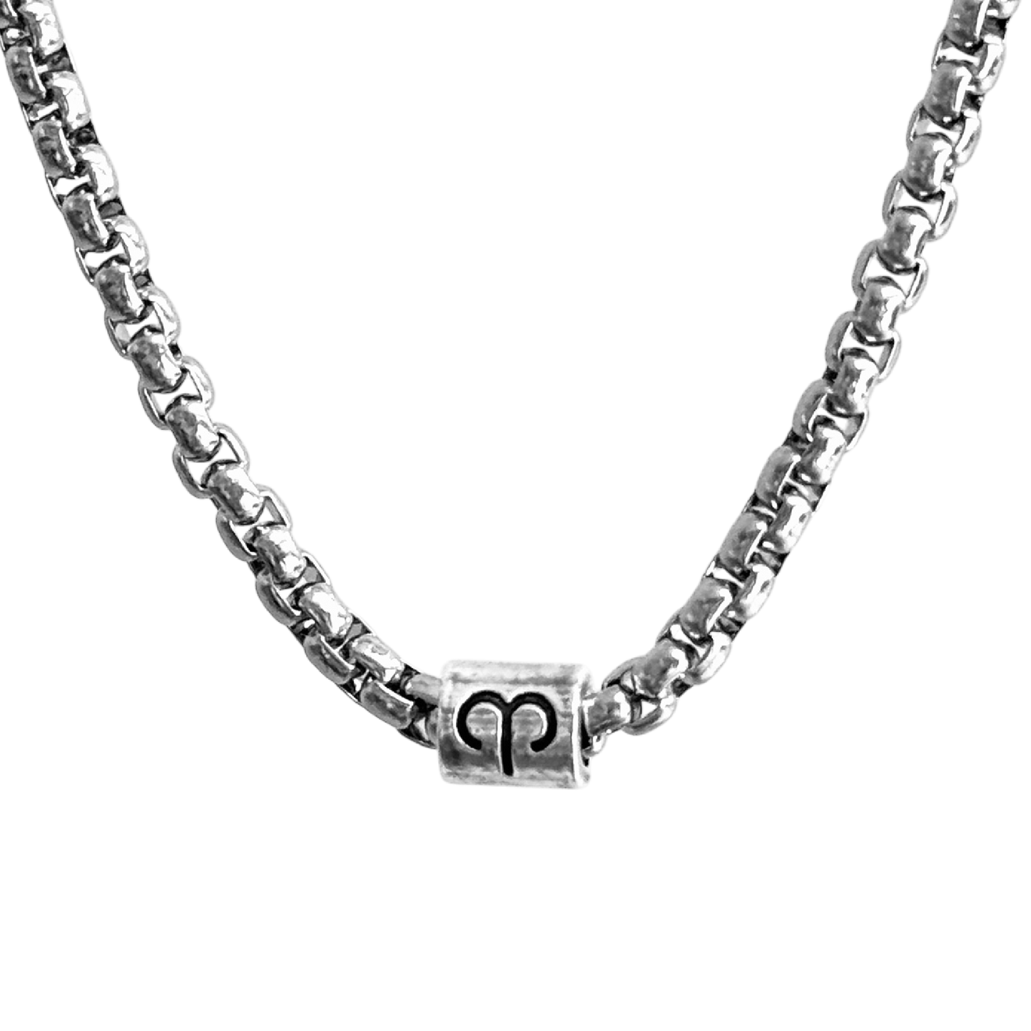 Vintage Zodiac Necklace Stainless Steel Box Chain Astrology Jewelry for Men