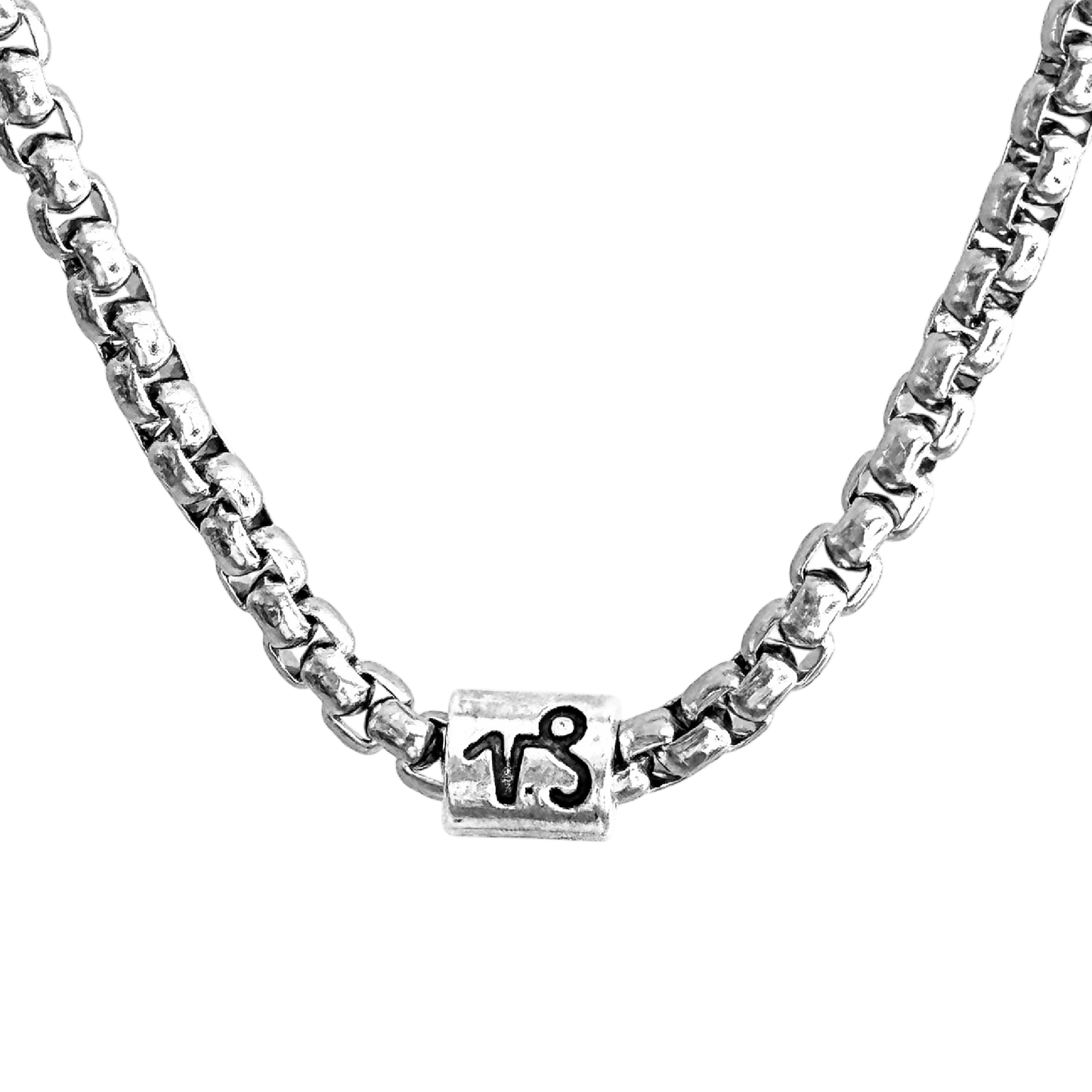 Vintage Zodiac Necklace Stainless Steel Box Chain Astrology Jewelry for Men