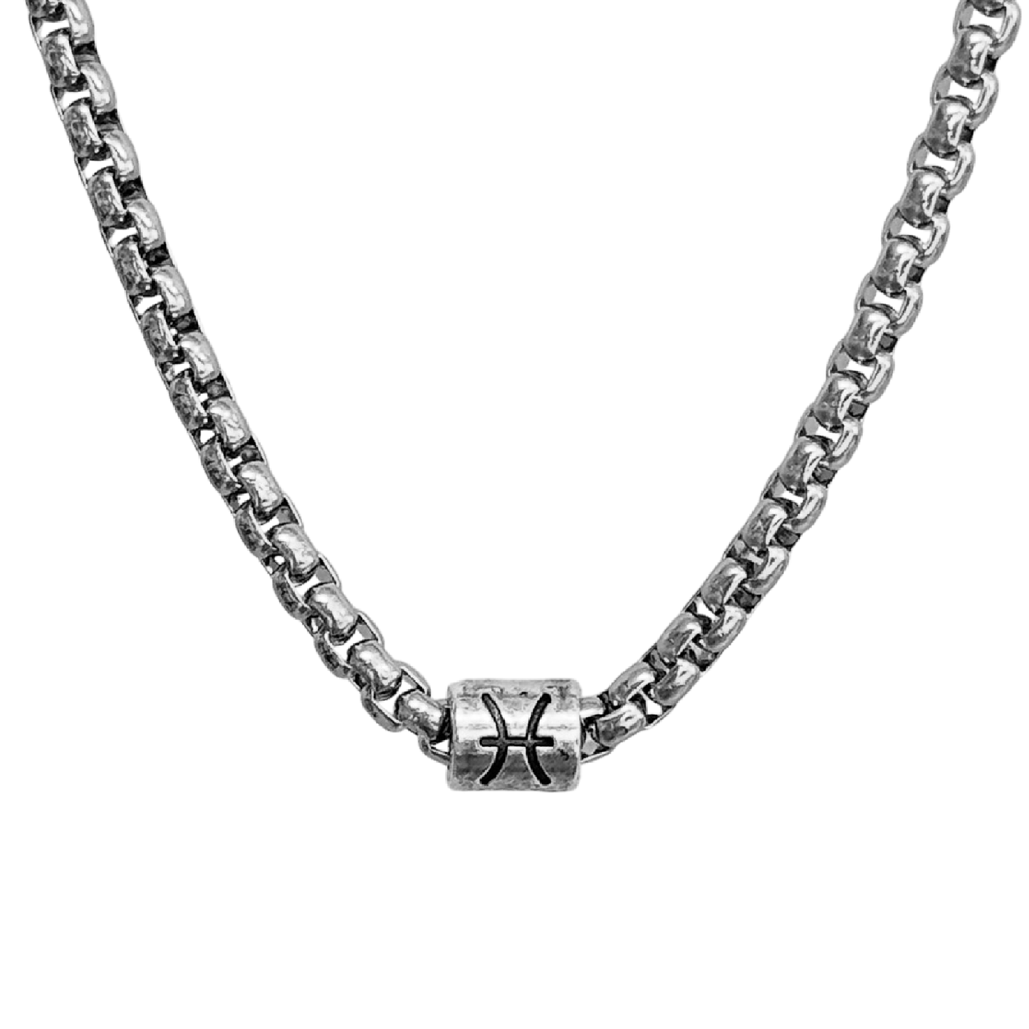Vintage Zodiac Necklace Stainless Steel Box Chain Astrology Jewelry for Men
