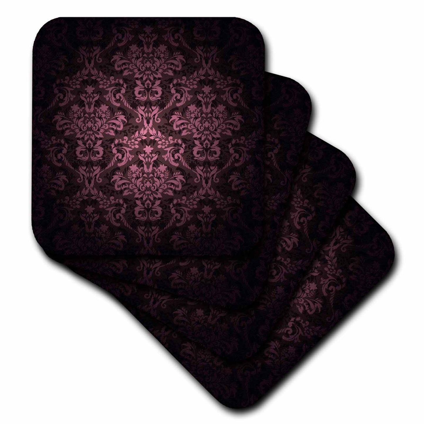 The Imperial Damask Coaster Set | Deep Eggplant & Velvet Purple