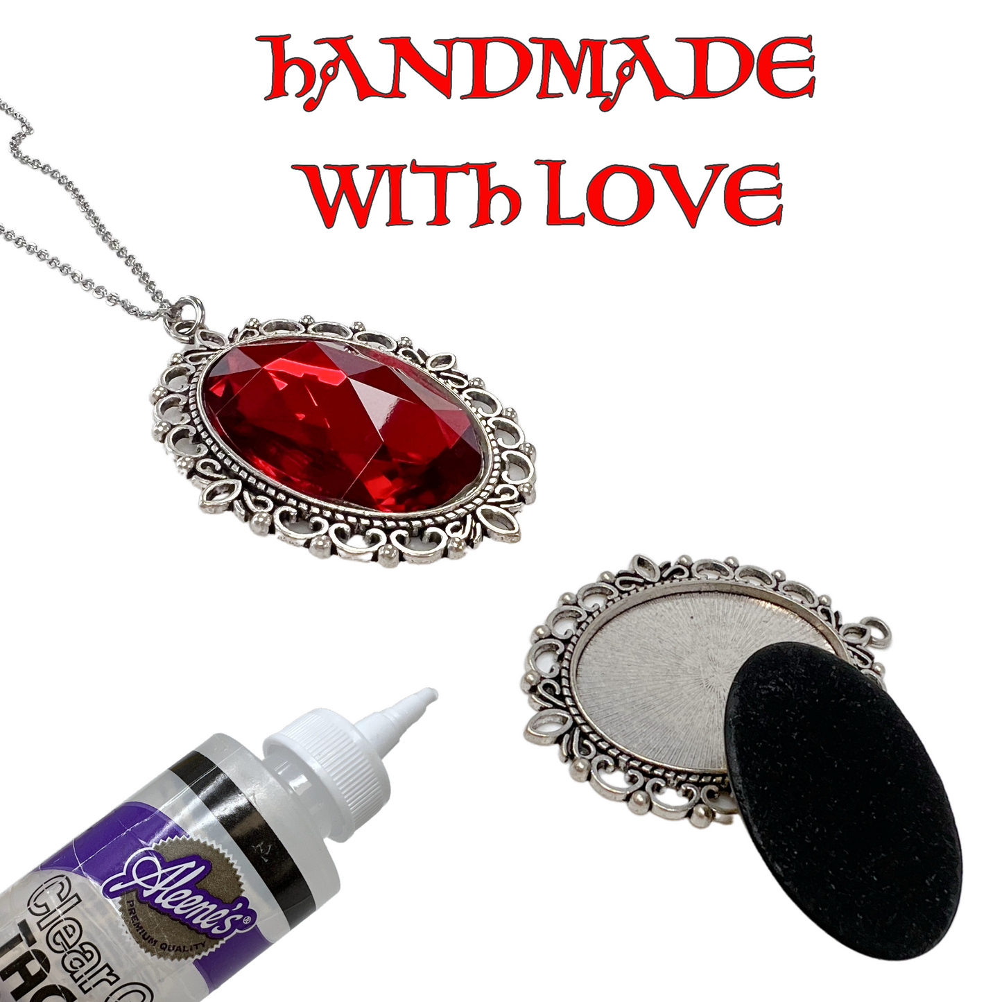 Renaissance Faceted Cameo Necklace – Mystic Gothic Statement Red Purple Jewelry