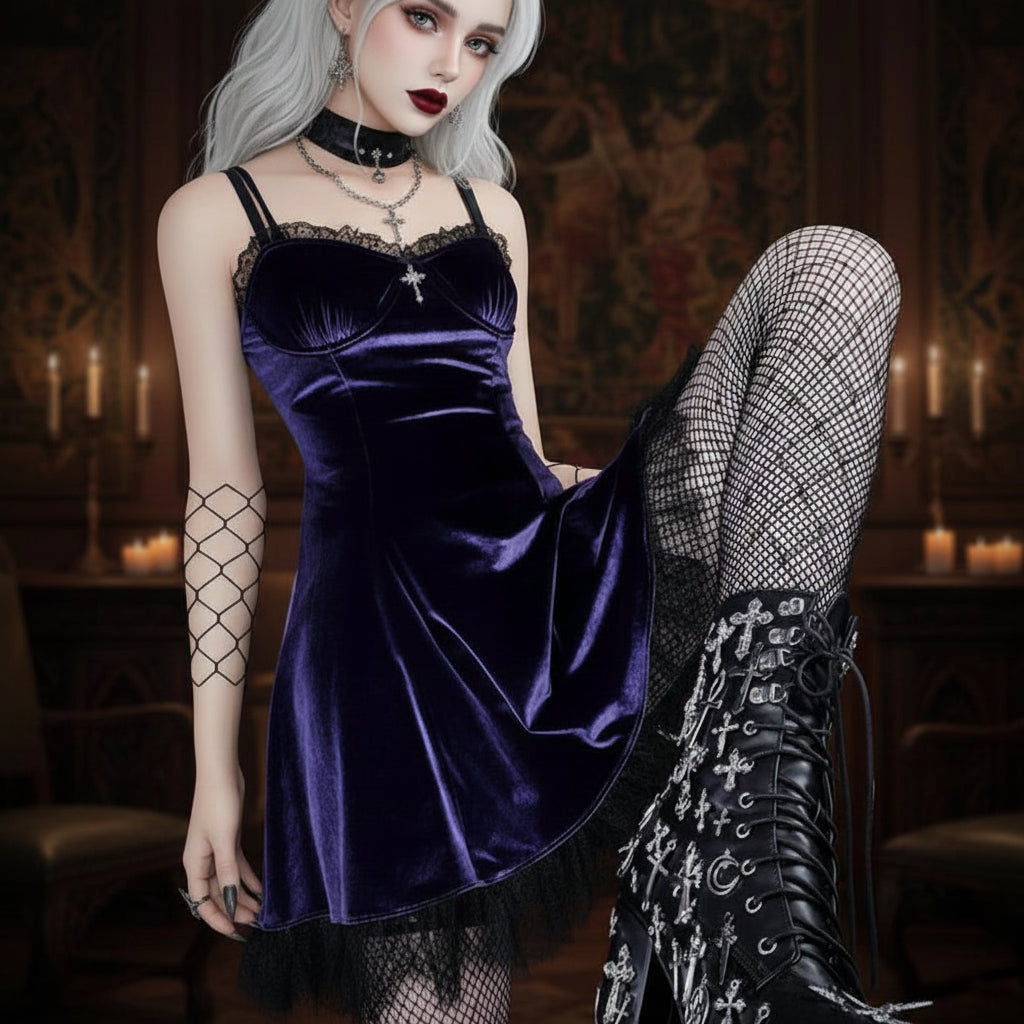 The Velvet Nocturne A-Line Mini Dress