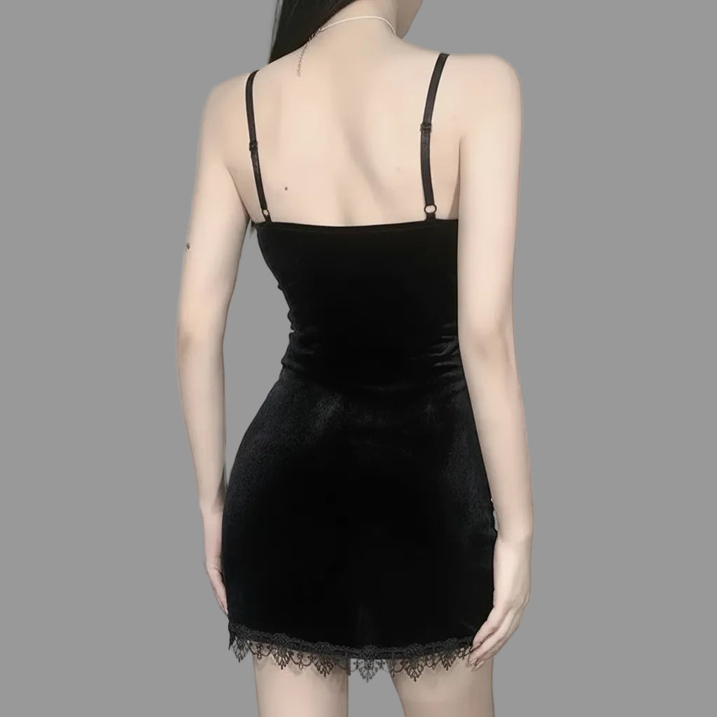 The Obsidian Cross V-Neck Mini Dress