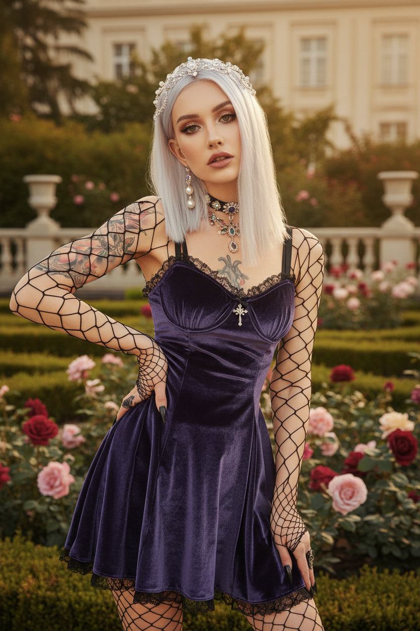 The Velvet Nocturne A-Line Mini Dress