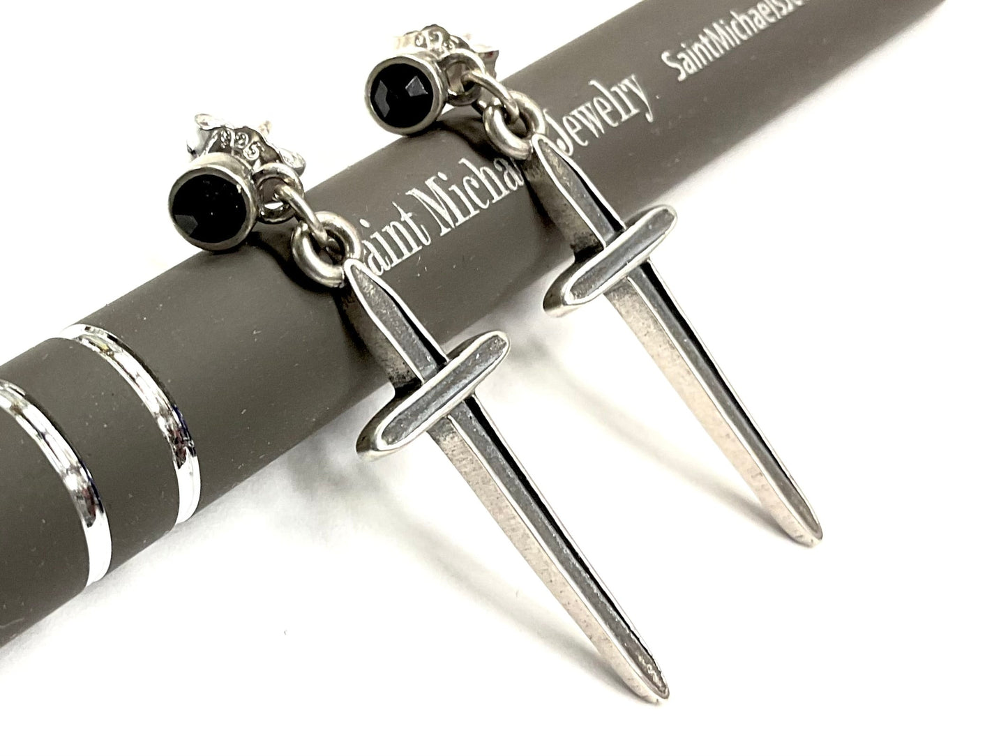 The Onyx Realm Cross Earrings | Black Onyx & S925 Sterling Silver Dangles