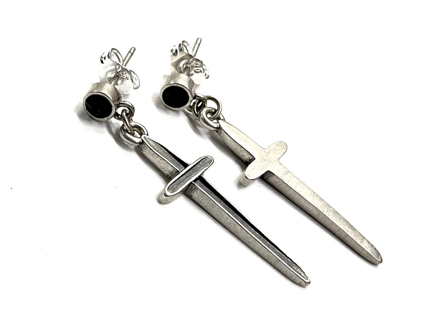 The Onyx Realm Cross Earrings | Black Onyx & S925 Sterling Silver Dangles