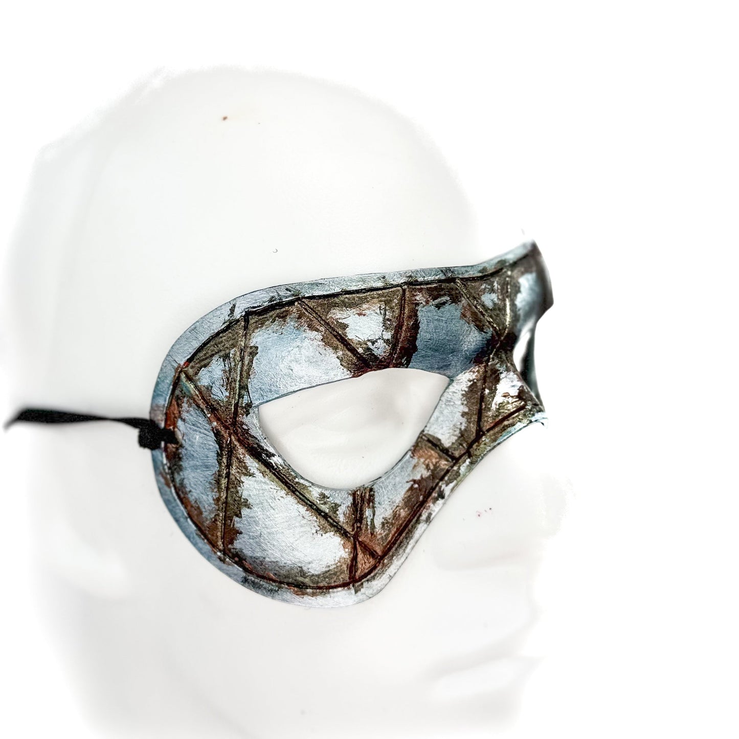 Dual Layer Handmade Genuine Leather Mask in Silver Rust with Swarovski Crystals (Copy)