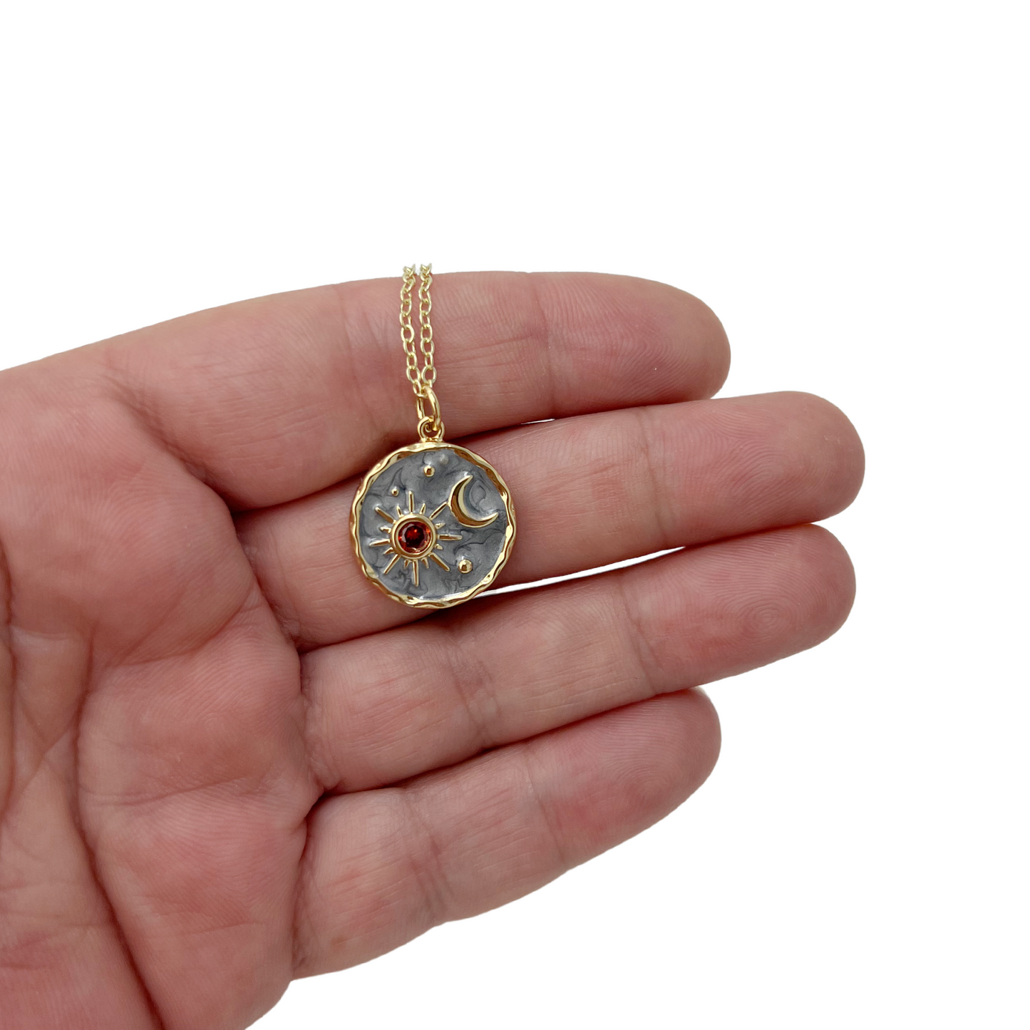 Sun and Moon Necklace Gold Celestial Friendship Coin Pendant Jewelry