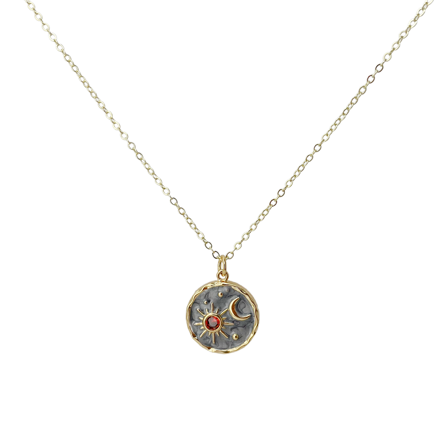 Sun and Moon Necklace Gold Celestial Friendship Coin Pendant Jewelry