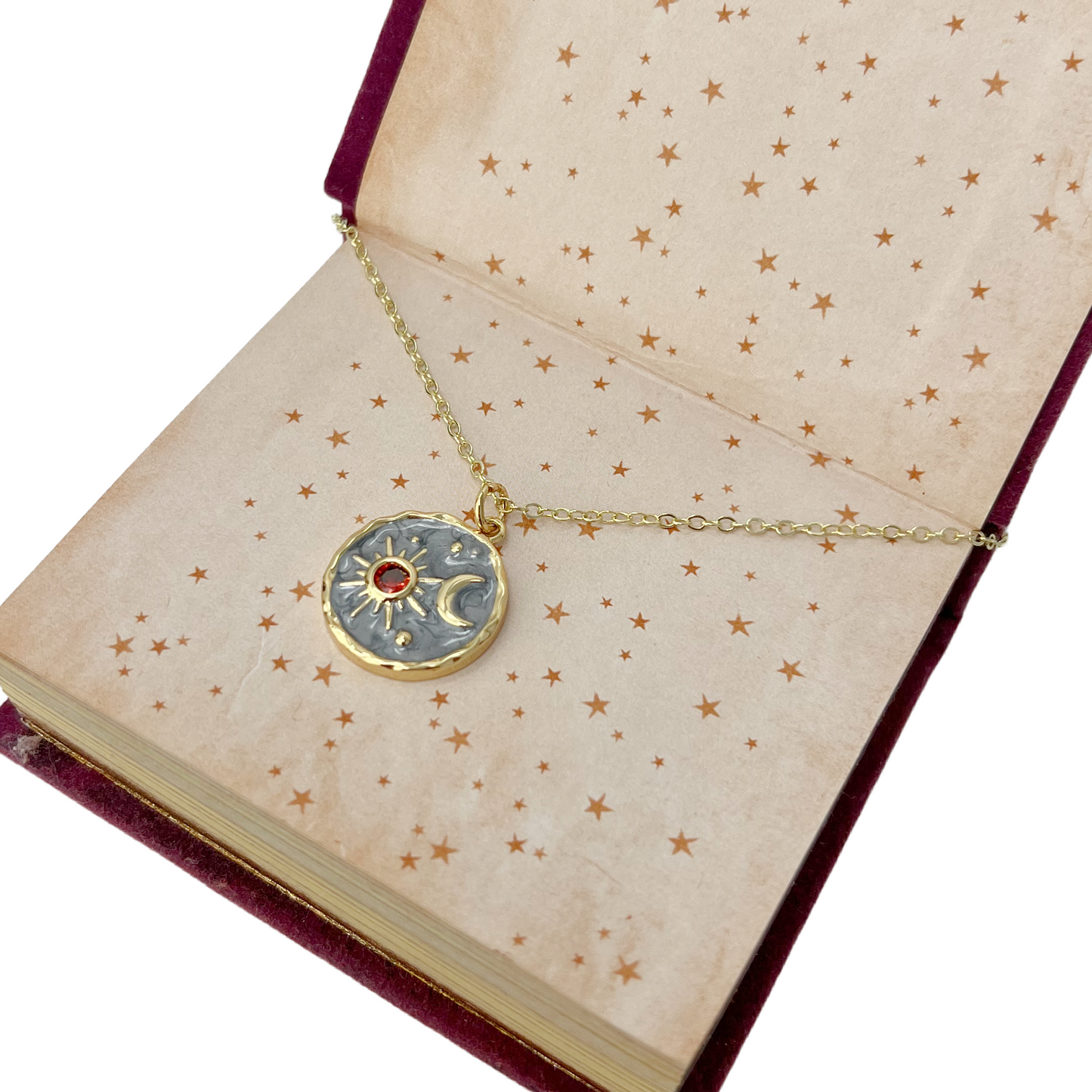 Sun and Moon Necklace Gold Celestial Friendship Coin Pendant Jewelry
