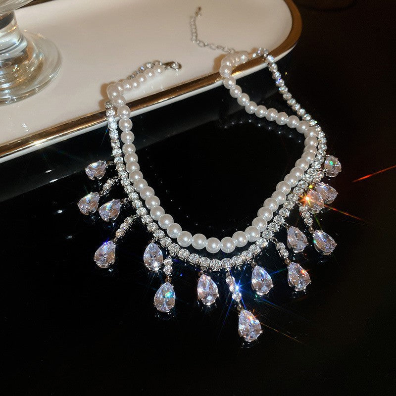French Royal Style Geometric Droplet Tassel Light Luxury Clavicle Necklace