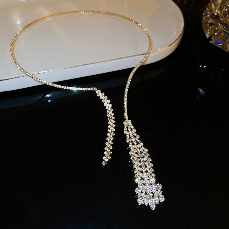 French Royal Style Geometric Droplet Tassel Light Luxury Clavicle Necklace