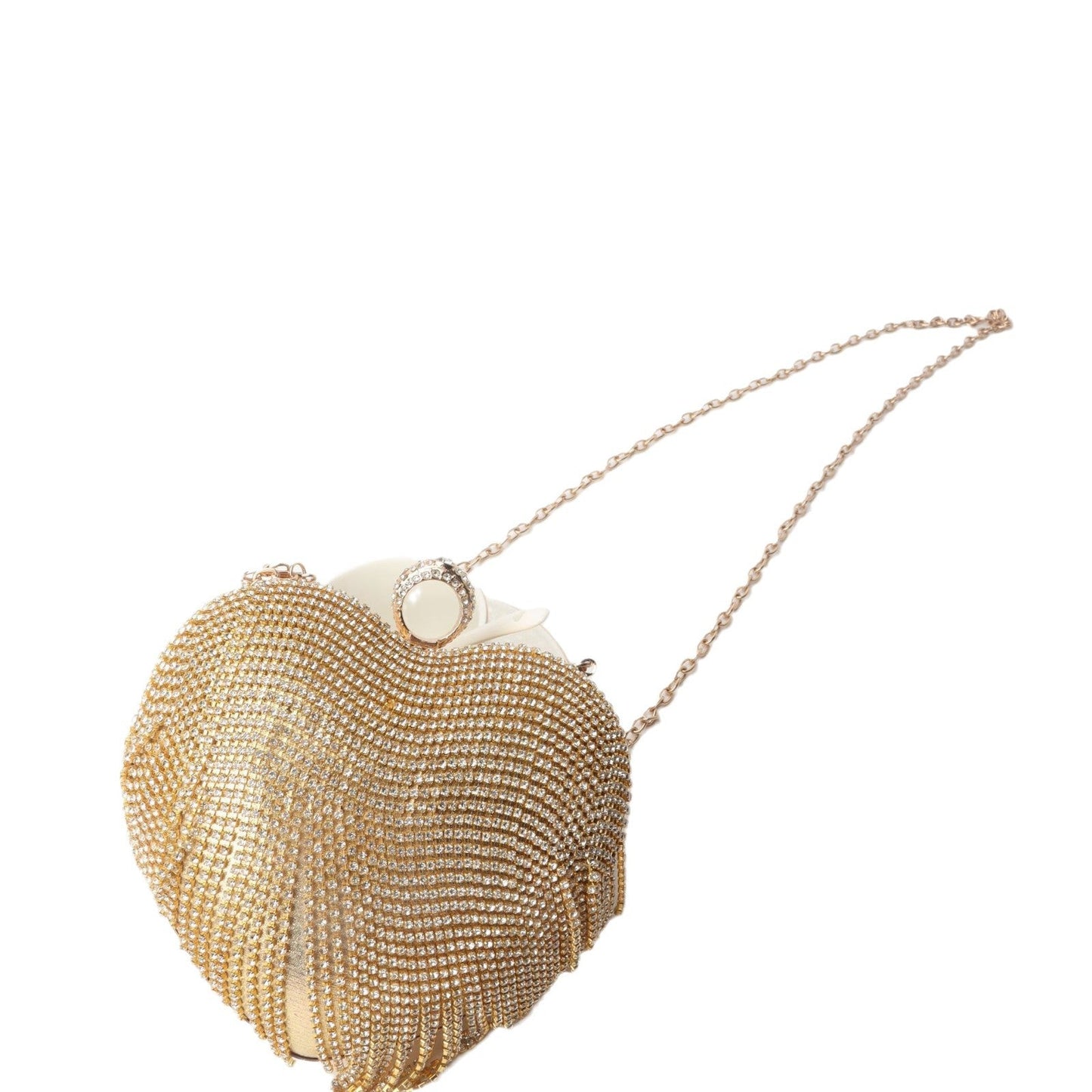 The Queen's Fringed Rhinestone Heart Clutch