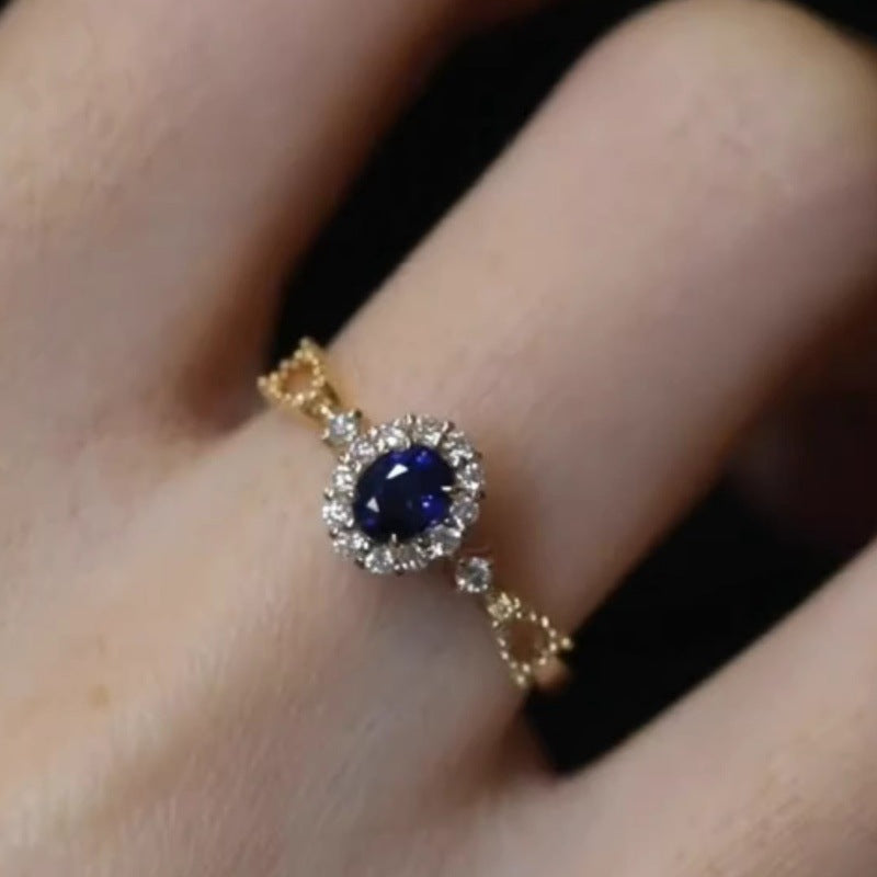 Royal Court Sapphire Lace Female Design Light Luxury Gorgeous Index Rings