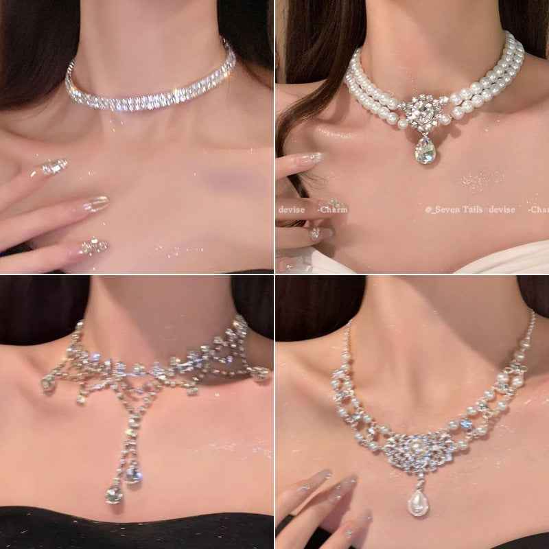French Royal Style Geometric Droplet Tassel Light Luxury Clavicle Necklace