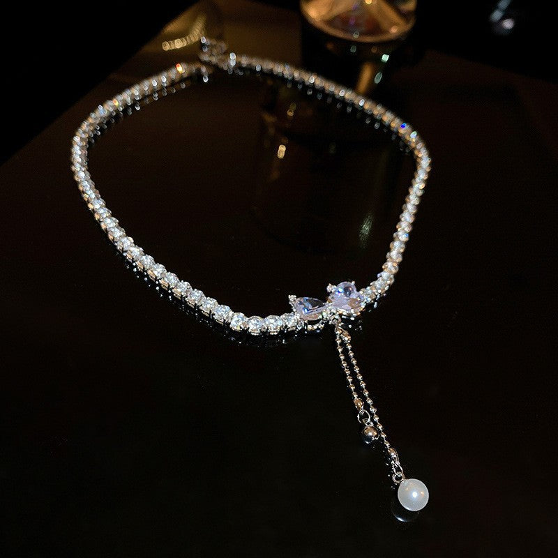 French Royal Style Geometric Droplet Tassel Light Luxury Clavicle Necklace