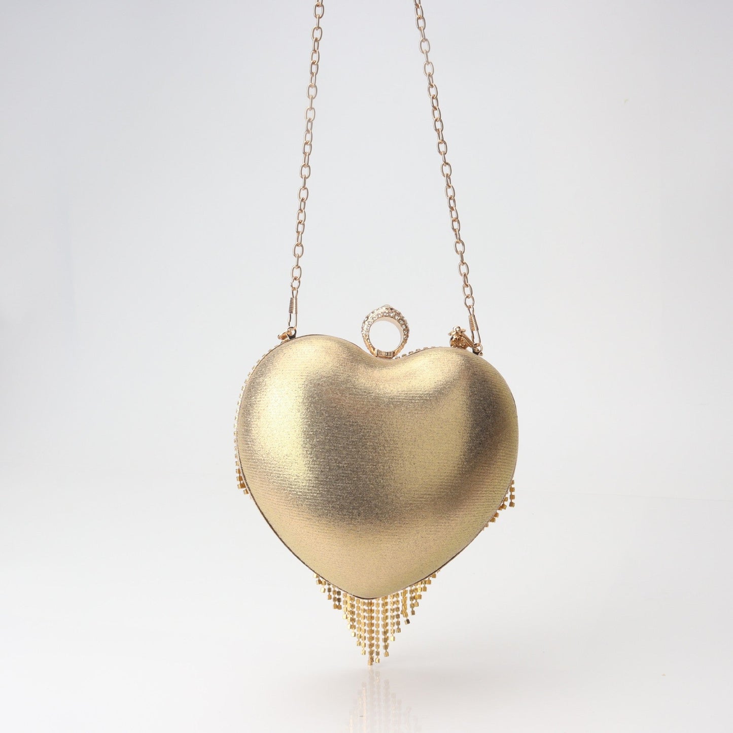 The Queen's Fringed Rhinestone Heart Clutch