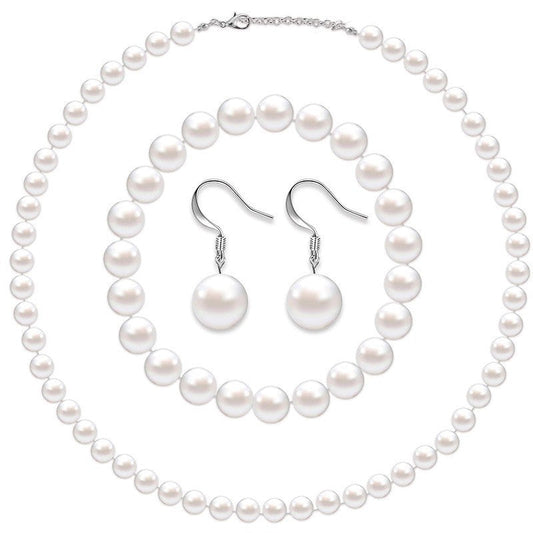 Women's Three-piece Imitation Pearl Retro Suit Jewelry Set
