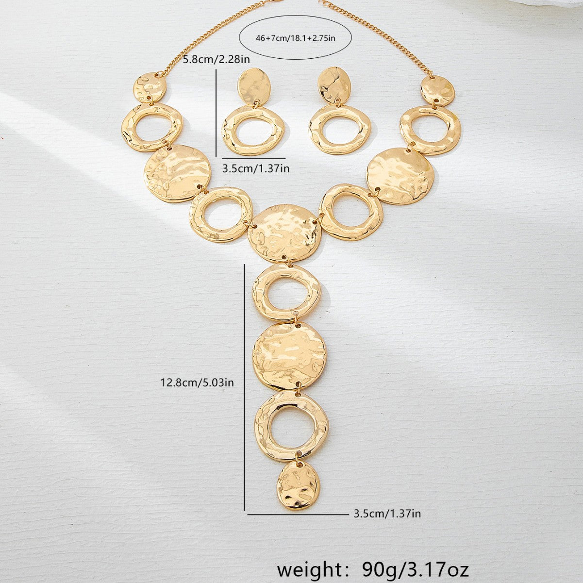 Niche Design Hammered Word High Profile Retro Jewelry Set