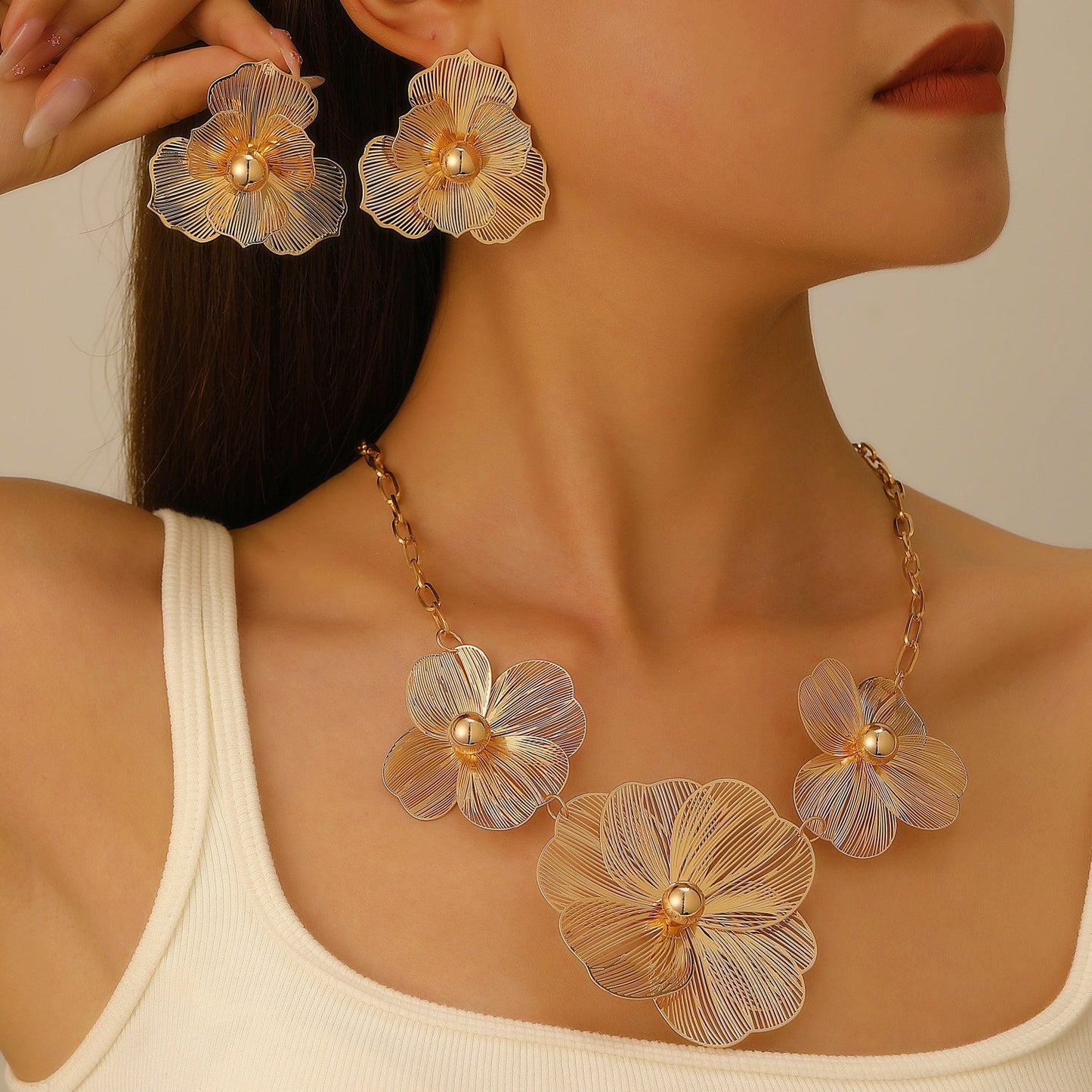 French Elegance Trendy Court Style Vintage Flower Ear Jewelry Set