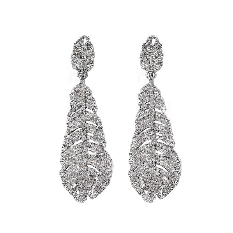 Women's Exaggerated Retro Atmospheric Electroplated Alloy Fashion Feather Jewelry Set
