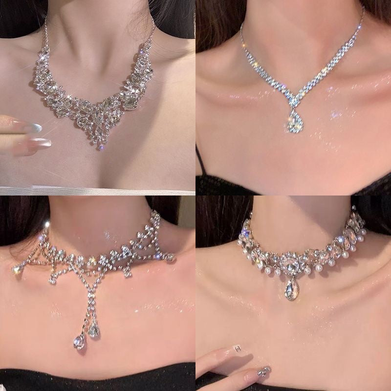 French Royal Style Geometric Droplet Tassel Light Luxury Clavicle Necklace