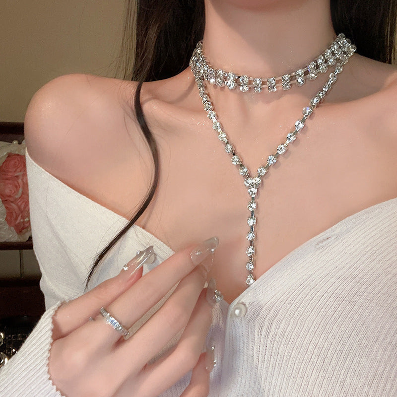 French Royal Style Geometric Droplet Tassel Light Luxury Clavicle Necklace