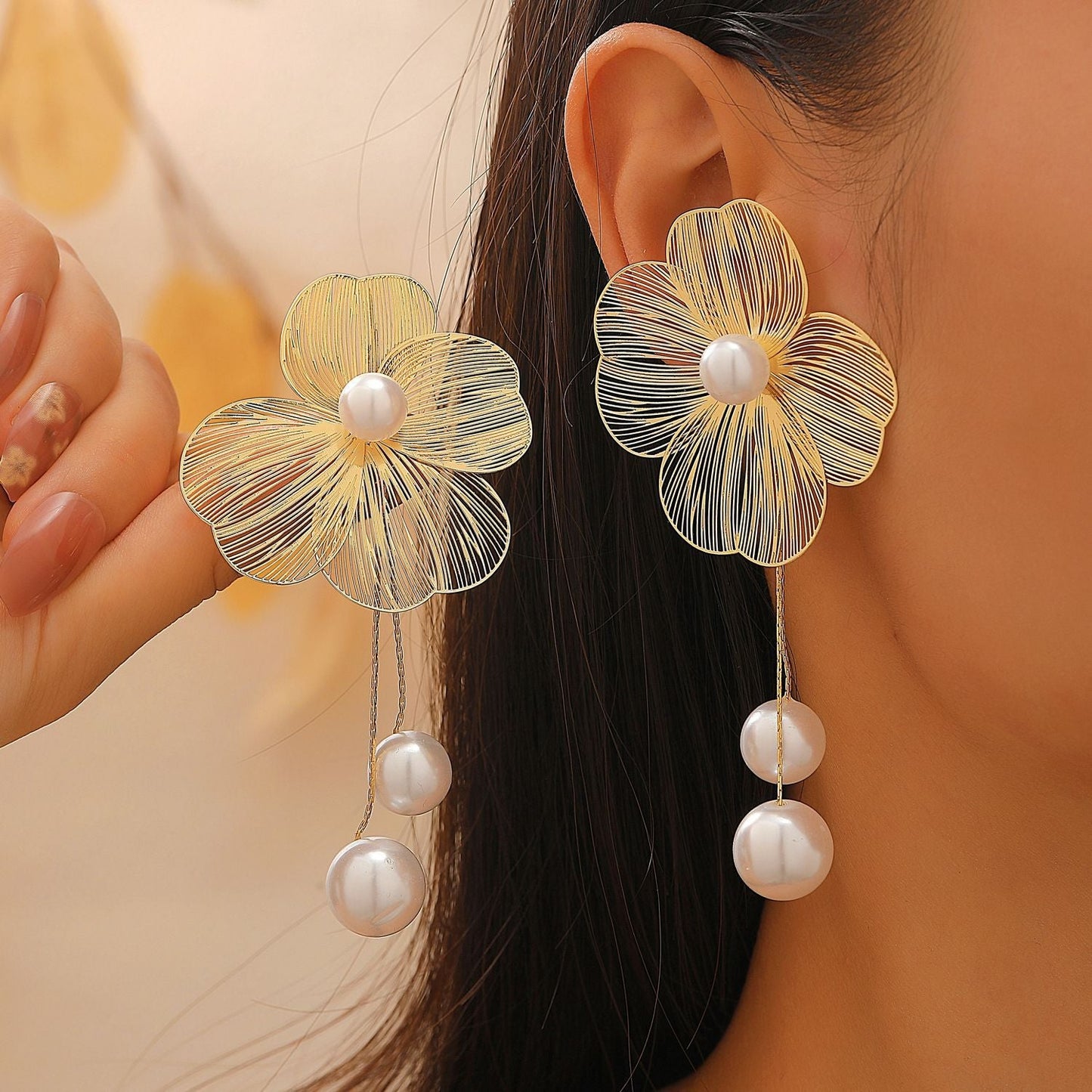 French Elegance Trendy Court Style Vintage Flower Ear Jewelry Set