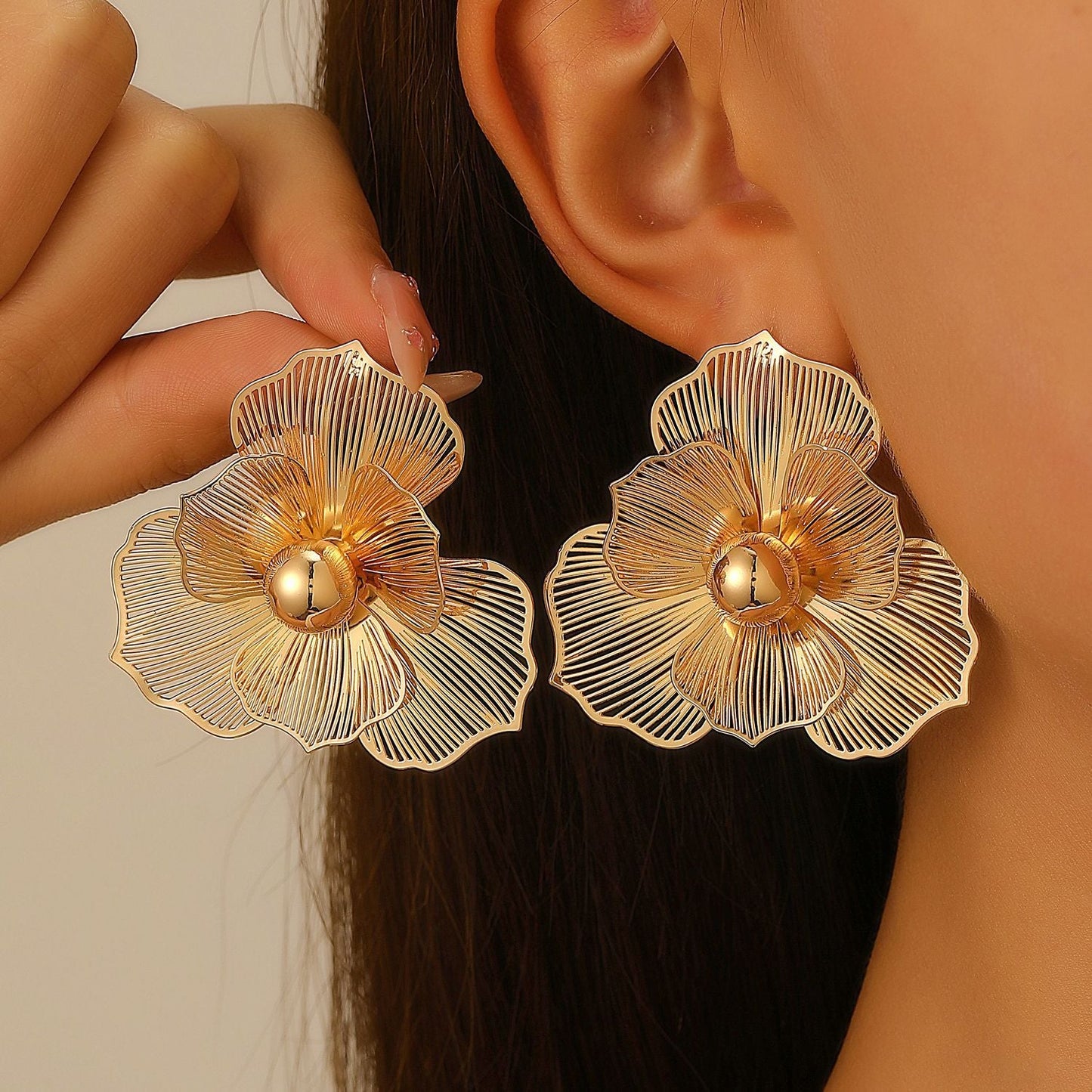 French Elegance Trendy Court Style Vintage Flower Ear Jewelry Set