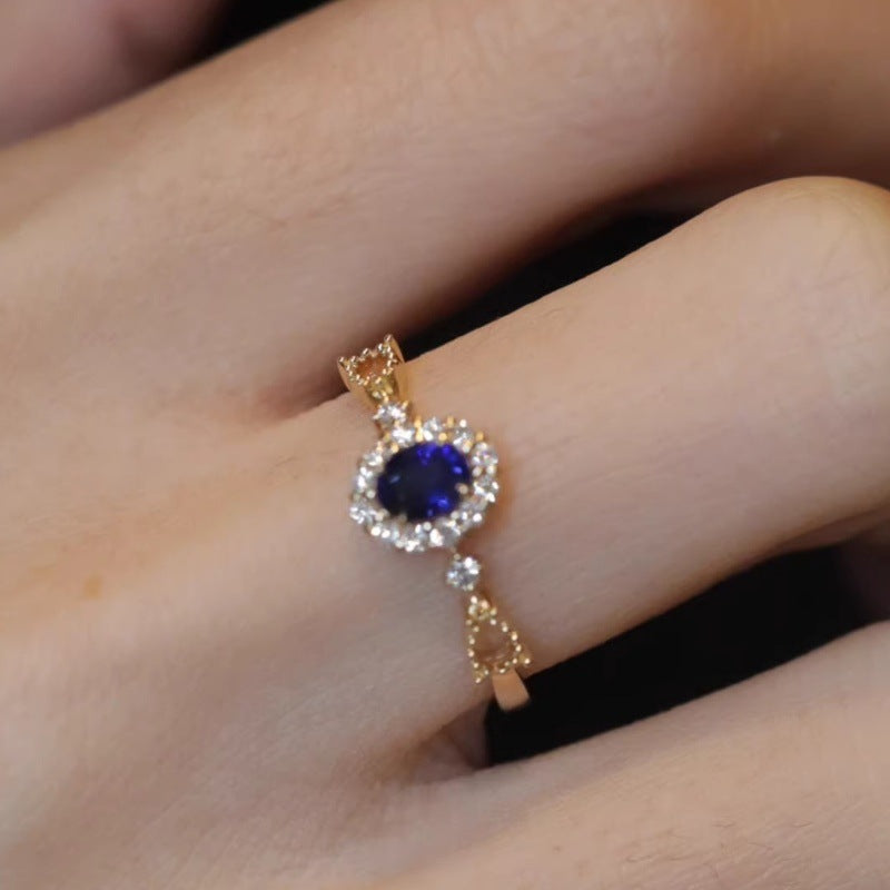 Royal Court Sapphire Lace Female Design Light Luxury Gorgeous Index Rings