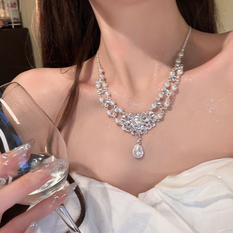 French Royal Style Geometric Droplet Tassel Light Luxury Clavicle Necklace