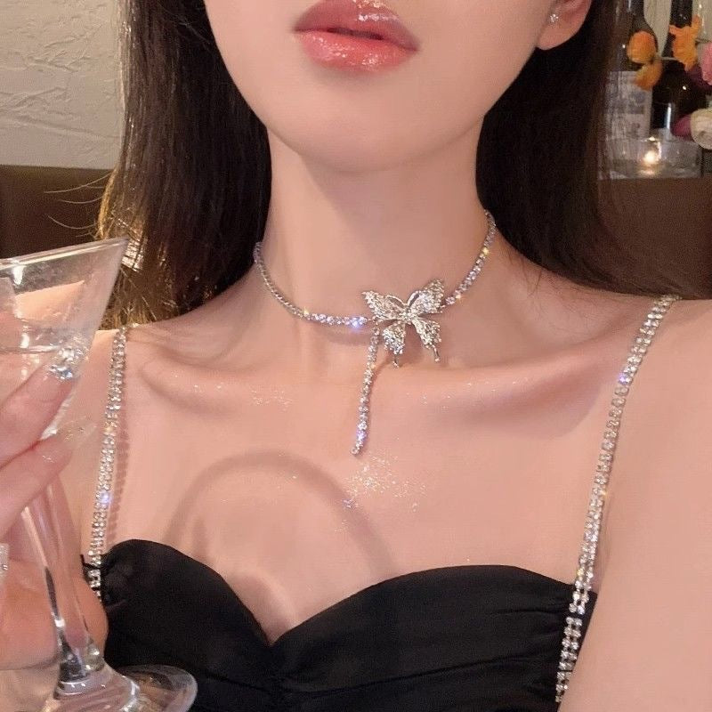 French Royal Style Geometric Droplet Tassel Light Luxury Clavicle Necklace