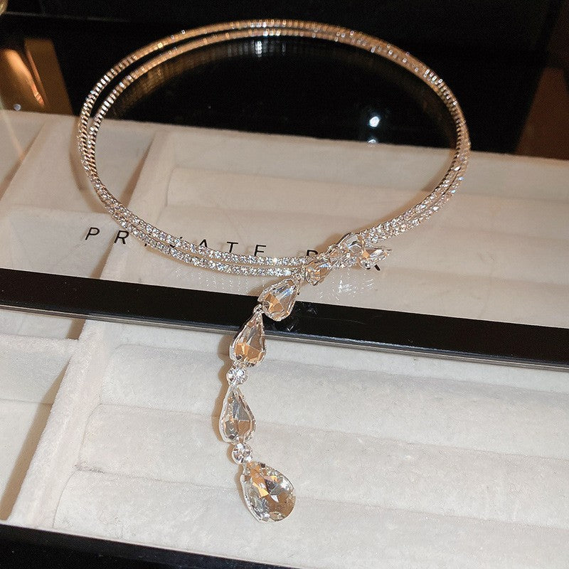 French Royal Style Geometric Droplet Tassel Light Luxury Clavicle Necklace