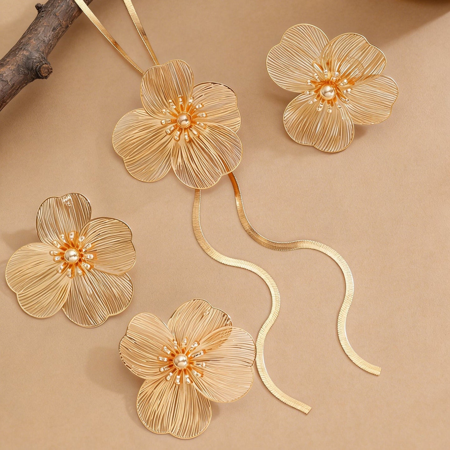 French Elegance Trendy Court Style Vintage Flower Ear Jewelry Set