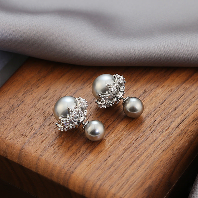 Crown Shell Pearl Ear High-grade Light Earrings