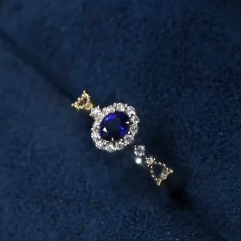 Royal Court Sapphire Lace Female Design Light Luxury Gorgeous Index Rings